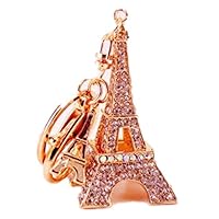 ChenyanAwesom Keychains Creative Diamond Crystal Eiffel Tower Keychain Handbags Accessories Metal Pendant Key Chain Keyring with Lobster Clasp (Color : Gold, Size : Free Size)