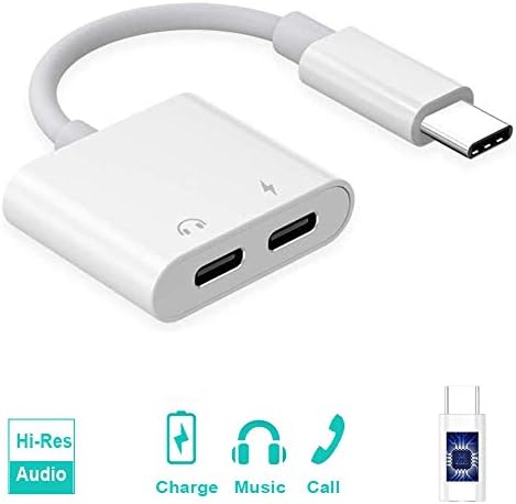 Solsop 2 in 1 UUSB-C Earphones Adapter USBC Earbuds Audio & Charging Splitter, ype-C Headphone Dongle Compatible with Google Pixel 2/2XL/3/3XL Essential HTC U11 U12