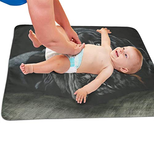 V5DGFJH.B Baby Portable Diaper Changing Pad Black Rottweiler Breed Dog Urinary Pad Baby Changing Mat 31.5" x25.5''