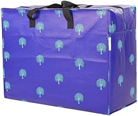 2 x Enormous Jumbo XL Clothing Toys Home Laundry Storage Bag Made From Recycled Material. Blue Tree Pattern Sorti Bag. 127 Litres. 54 x 74 x 32 cm. (Two Pieces)