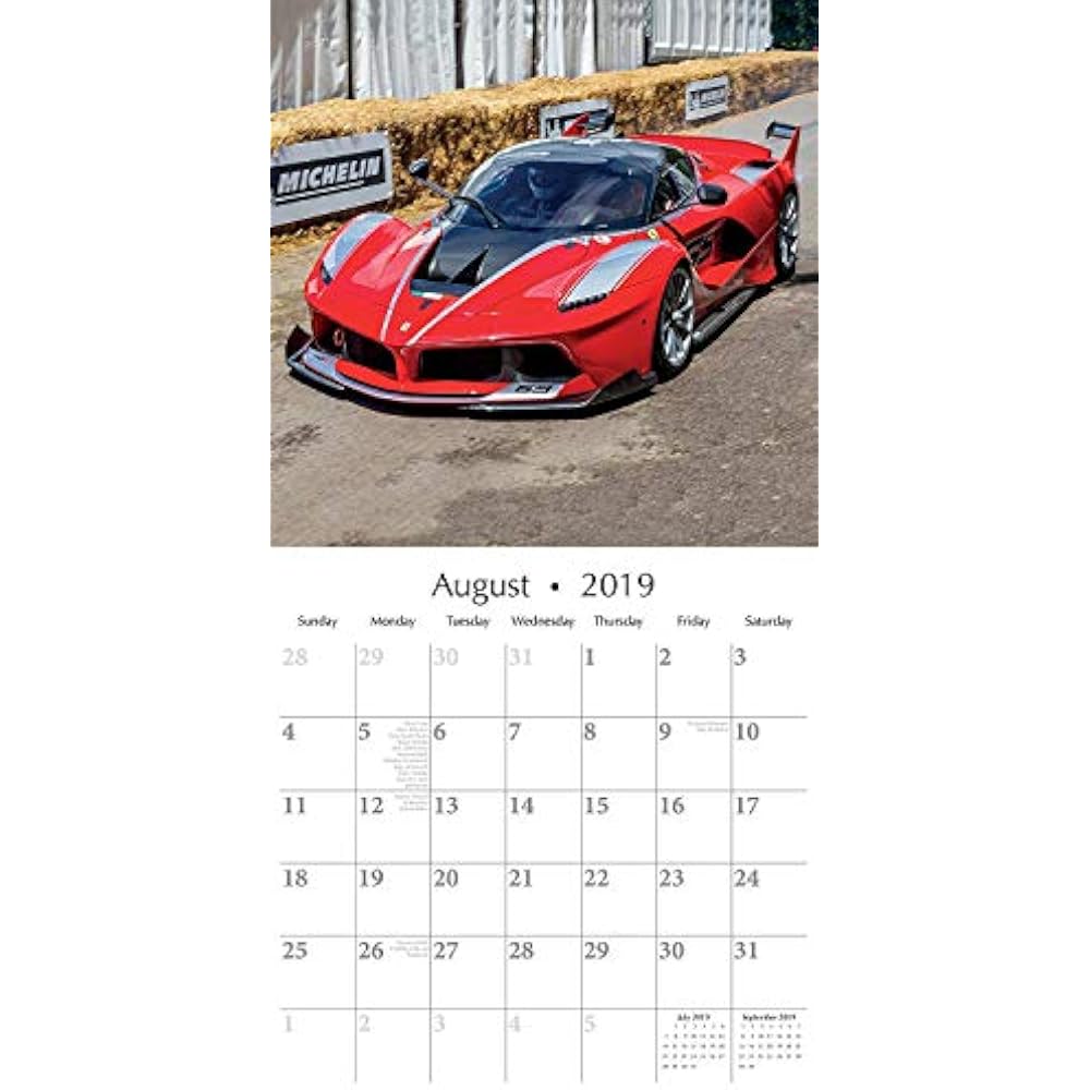 2019 Wall Calendars Calendar - Super Cars Calendar, 12 X Inch Monthly ...