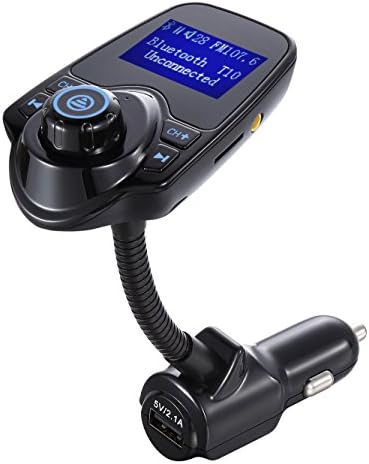 Eureky Wireless In-Car Bluetooth FM Transmitter Adapter Car Kit With USB Car Charger, 1.44 Inch Display Screen (Blue)