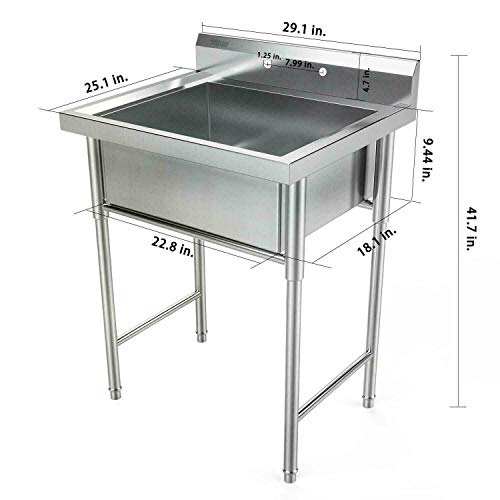 9TRADING 30" Stainless Steel Utility Commercial Square Kitchen Sink for Washing Room New
