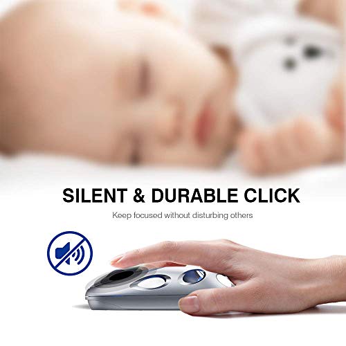 INPHIC LED Wireless Mouse, Rechargeable Silent USB 2.4G Computer Cordless Mouse with USB Receiver, Breathing LED, Upgraded Battery, for Laptop Mac PC Windows Gaming, Silver