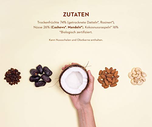 RAWBITE COCONUT in der 12er Box - Vegan, glutenfrei & ohne Zuckerzusatz (enthält von Natur aus Zucker) – Bio Frucht-Nuss-Riegel mit Kokos (12 x 50 g) – Bild 4