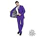 U LOOK UGLY TODAY Men's Party Suit Solid Color Prom Suit for Themed Party Events Clubbing Jacket with Tie Pants Purple L