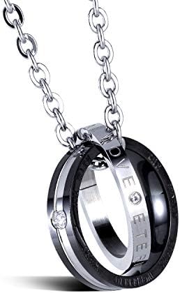 Northern creek メンズ ネックレス ダブル リング サージカルステンレス シルバー チェーン 専用ケース付属