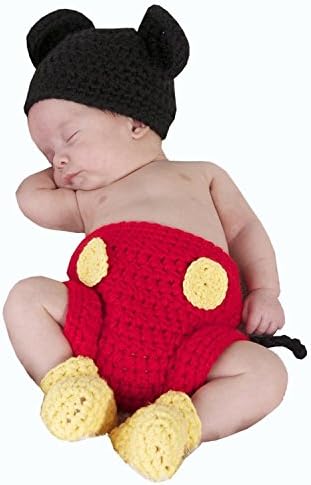 Photography Prop Baby Costume Cute Crochet Knitted Hat Cap Girl Boy Diaper Shoes Mouse By XSelector