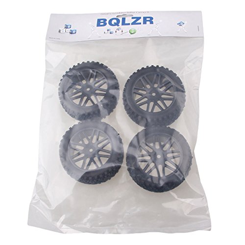 BQLZR Front and Rear Mesh Shape Wheel Rim Rubber Tires for RC 1:10 Off-Road Car Pack of 4