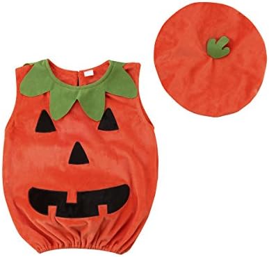 WANGSCANIS Kids Toddler Newborn Baby Girl Boy Halloween Costume Pumpkin Romper Cosplay Outfits with Hat