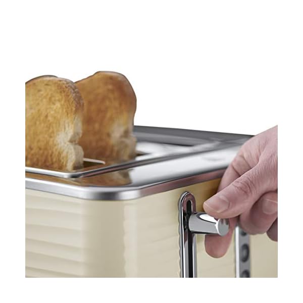 Russell Hobbs 24384 Cream Inspire 4 Slice Toaster, Wide Slot with Lift and Look Feature, High Gloss Chrome Accents, 1800…