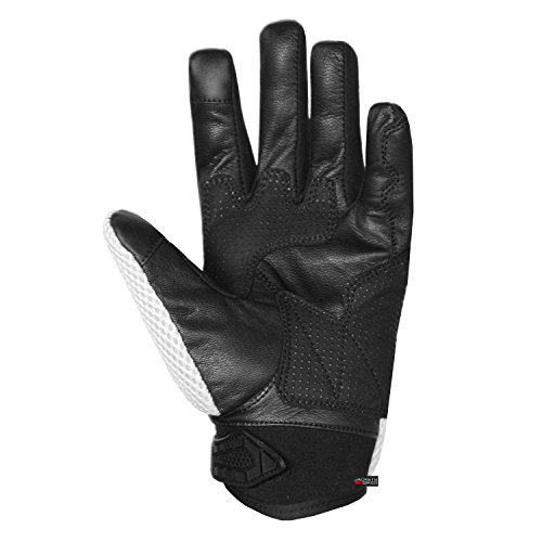 New Men Short Motorcycle Leather Mesh Gloves White Carbon Fiber XXL