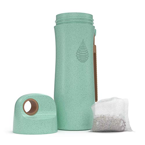 pH Conscious Filtered Water Bottle - Alkaline Water Filter Ionizer - Filtering Purifier Bottle - Made from Wheat Straw- Increase pH, Reduce Fluoride, Remove Heavy Metals & Chlorine, 16oz, 450ml