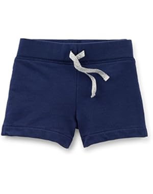Baby Girls' Terry Shorts- Navy Silver Tie- 3 Months