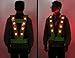 Fuloon 16 LED Light Up Safety Vest with Reflective Vest (Black with Green)