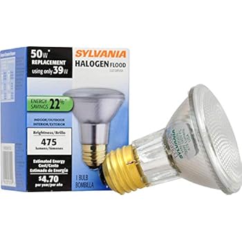 SYLVANIA Capsylite Halogen Dimmable Lamp / PAR20 Flood Light Reflector / 50W replacement / Medium base E26 / 39 Watt / 2850 K - warm white