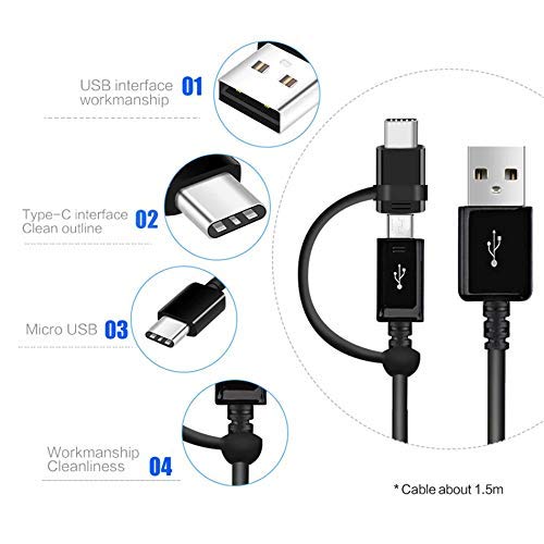 Full 5A USB Data Cable Works for Asus ROG Phone with MicroUSB and USB  Type-C Adapter for True Dual Fast Quic