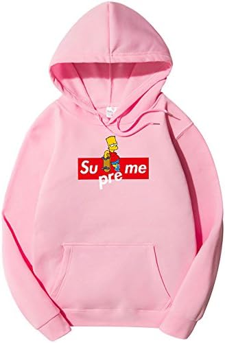 frose Womens Long Sleeve Supreme Printed Solid Color Hooded Sweatshirt Hoodies