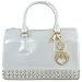 MG Collection Mila Glitter Studded Candy Handbag, opaque white, One Size