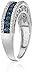 Jewelili Sterling Silver 1/10 Cttw Natural Miracle Plated Blue and White Round Diamond Anniversary Ring