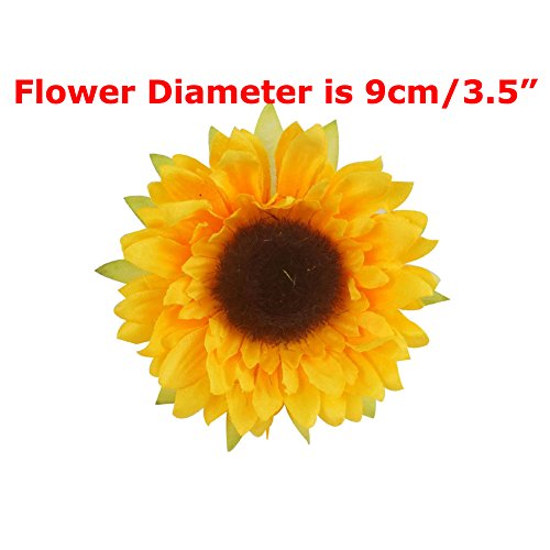 Colorfulife Artificial Silk 3.5" Sunflower Flower Head for Wedding Home Party Decoration Hair Clip Wreath Decorative (24) - Thumbnail 3