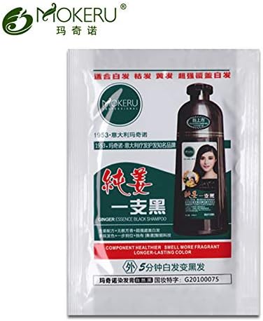 1 lot Mokeru 5pcs/lot Organic Ginger Herbal Black Shampoo Prevent Hair Loss Anti Gray White Fast Dye Black Hair Shampoo For Women