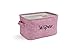 Dejaroo - Baskets for Organizing Wipes and Newborn Essentials, Diaper and Wipes Organizer, Embroidered Baby Shower Gifts for Moms, Linen Basket with Handle, 9 x 6 x 5.5 Inches, Pink