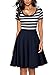 Miusol Women's Navy Style Stripe Scoop Neck 2/3 Sleeve Casual Swing Dress