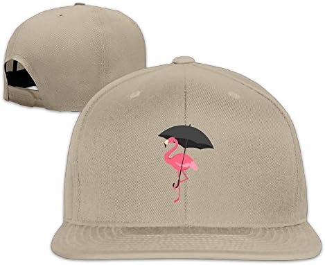 XHX Unisex Pink Flamingo Hold Umbrella Flat Hat Snapback Hip Hop Baseball Cap