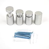 HUAZI Brand Aluminum sign standoff 3/4'' diametre x 1'' matt silver finish, for acrylic ,glass or other hard panel material, 4pcs pack