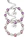 2 Pieces Granddaughter Bracelets Charm Heart Pendant Rhinestone Crystal Balls Faux Pearls Jewelry Gift (Pink A + Purple A)