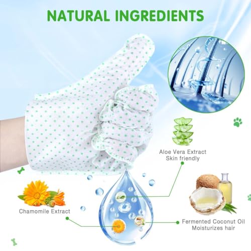 15 COUNT DOG WIPES PLANT OIL GROOMING GLOVES BATH WIPES WATERLESS CAT SHAMPOO PETS WIPES FOR PAWS, BUTT, FACE AND FUR