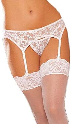 Women's Lace Garter Belt Straps + G-String + Thigh Highs Stockings Lingerie Underwear Set