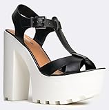 T-Strap Lug Sole Platform Chunky Heel Dress Sandals