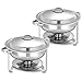 Giantex 2 Packs Chafing Dish 5 Quart Stainless Steel Chafer for Home Commercial Kitchen Party Catering Buffet Warmer Set w/Round Full Size Pan, Fuel Holder