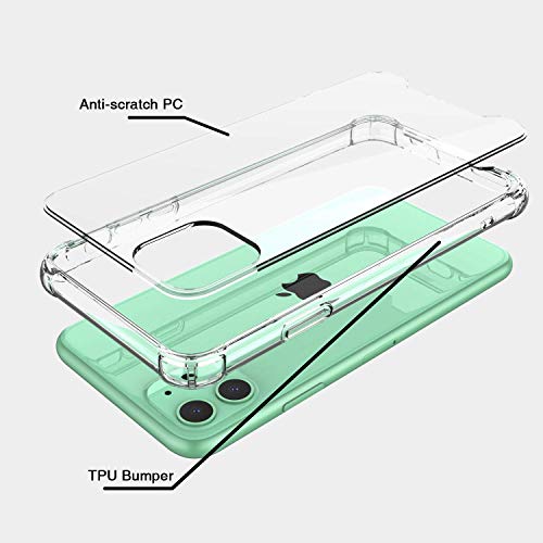 Egotude Shock Proof Hard Back Crystal Clear Hybrid Soft Bumper Anti Scratch Cover Case for iPhone 11 (Transparent)