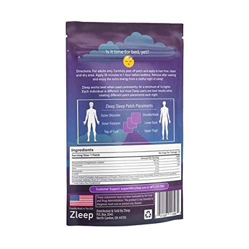 Zleep Sleep Patches w/Dream Complex and Melatonin to Promote Quality Sleep and Reduce