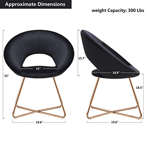 Modern Accent Velvet Chair Single Sofa Comfy Upholstered Arm Chair Living Room Furniture for Kitchen Dining Living Room Black - Thumbnail 2