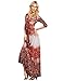 Milumia Women's Bohemian 3/4 Sleeve Faux Wrap Maxi Dress Orange L