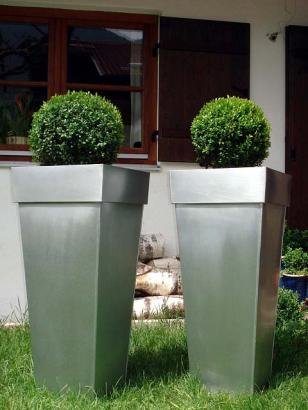 Casa Mina Zink Blumenkübel Übertöpfe Pflanzkübel Blumentopf Shanghai 2er Set Titan 90cm – Bild 5