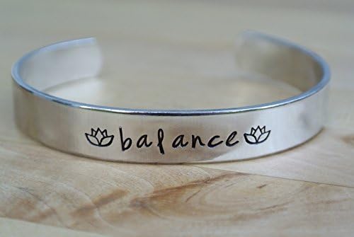 Balance Cuff Bracelet, Yoga Jewelry, Meditation Bracelet, Lotus Flower Bracelet, Ohm Bracelet