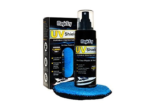 MagicEzy UV Shield: Protects Vinyl from Sun, Water and Fog - All-in-One UV and Heat Protection, Plastic Windshield Cleaner, Waterproofing, Scratch Removal and Anti-Fog Spray