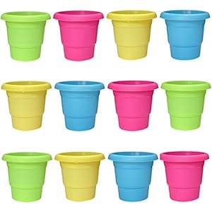 Techhark Plastic Pot – Multicolor, 10 CM X 11.5 CM X 7 CM, Pack Of 12