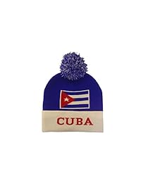 Cuba Blue White Country Flag Toque Hat With Pom Pom