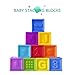 Joso Baby Building Stacking Blocks, Soft Squeeze Block Stack Bath Toys for Baby - BPA Free Toddlers Teething Chewing with Numbers, Shapes, Animals & Textures for Age 6-36 Months