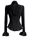 Mosocow Women's Vintage Bow Tie Neck Shirt Blouse Tops S Black