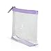 Squeeze Pod TSA Approved Clear Toiletry Bag, 3-1-1 TSA Compliant Quart Size Carry On Bag for Travel Size Liquids, Toiletries & Cosmetics - Durable PVC Plastic, Heavy Duty Zipper, Purple Trim (CTBPUR)