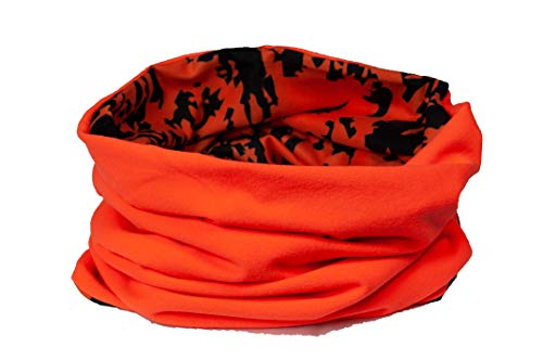 Hubertus Schlauchschal Neckwarmer Micro Fleece Signalorange Wendbar – Bild 3