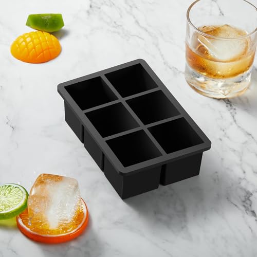 Large Ice Cube Tray with Lid for Whiskey Big Square Ice Cube Maker for Cocktail - 2Pack Silicone Old Fashioned Ice Cube Trays - Huge Cubed Ice Trays for Whisky