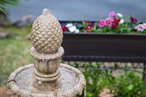 Kenroy Home 51010SNDST Ibiza Outdoor Tiered Fountain with Lights, 45" H, Sandstone Finish - Thumbnail 2